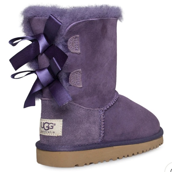 UGG MINI BAILEY BOW II WOMEN ANKLE BOOTS SUEDE VIOLET BLOOM US 5 - Picture 1 of 4